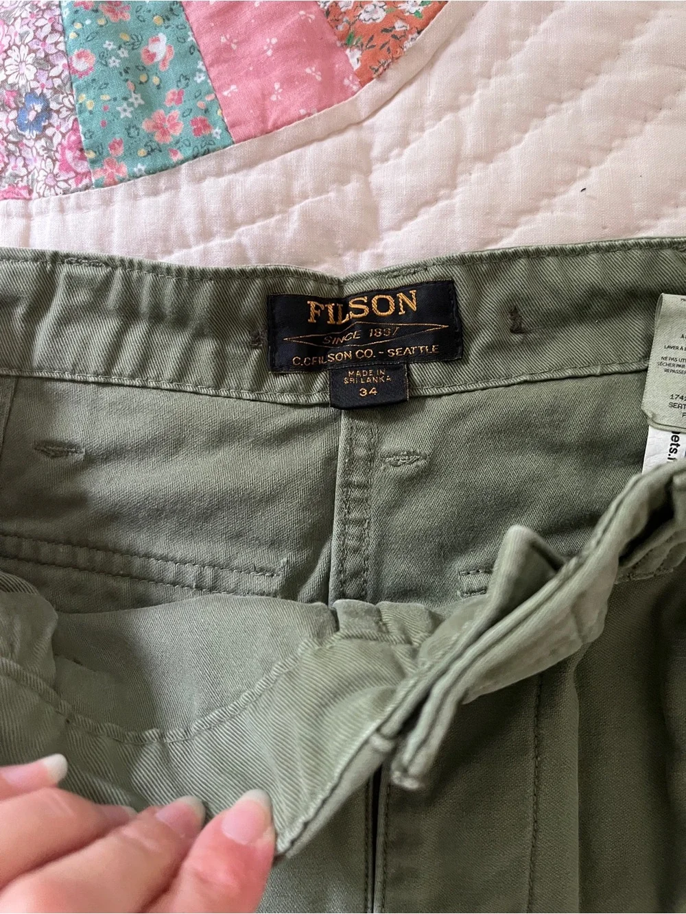 Filson Olive Green Utility Cargo Shorts